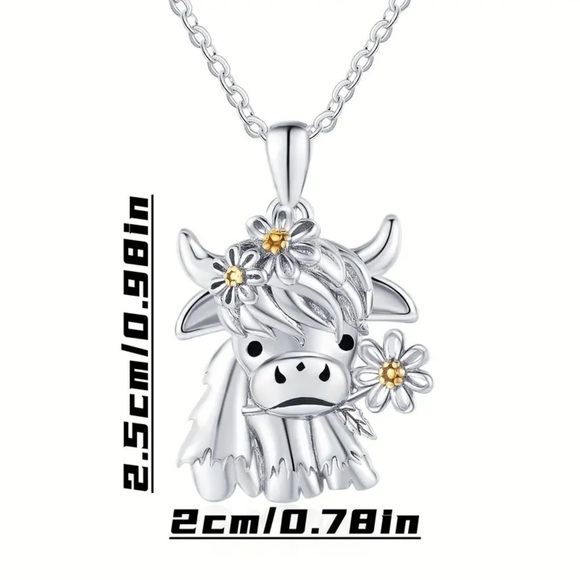 Highland Cow Pendant Silver Necklace - Picture 4 of 4